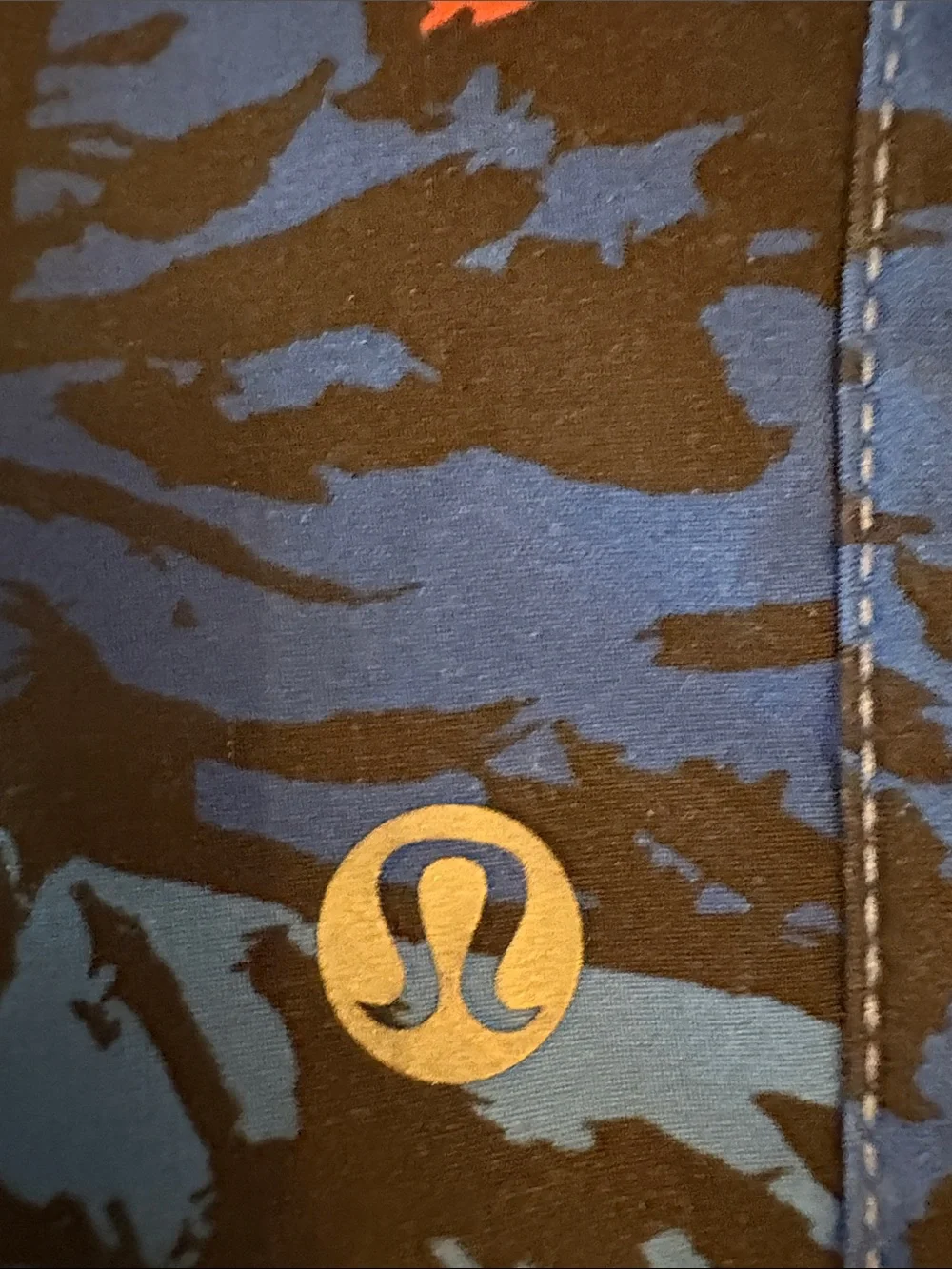 lululemon athletica Blue and Coral Abstract Print Athletic Shorts